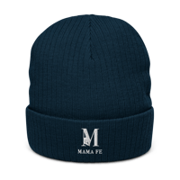 MamaFe White Font and Hand Ribbed knit beanie