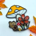 Yellow Autumnal Mushroom Suncatcher 