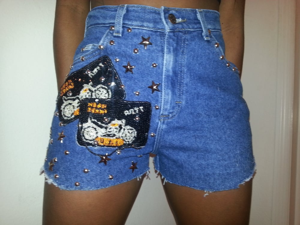 Image of Vintage Biker Bedazzled Shorts