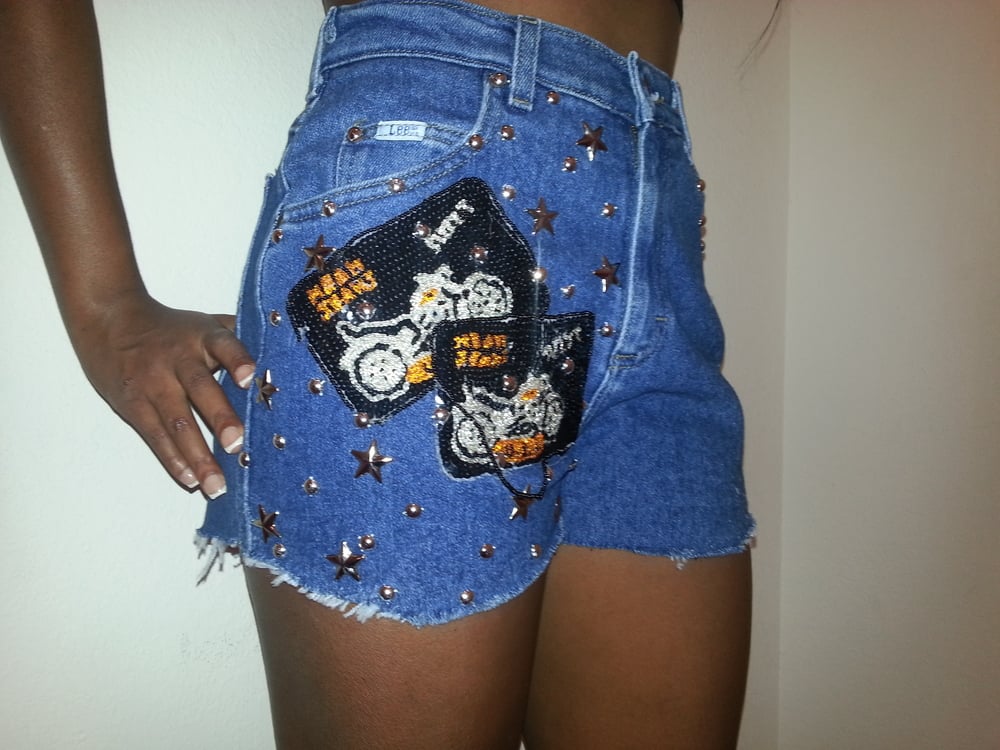 Image of Vintage Biker Bedazzled Shorts