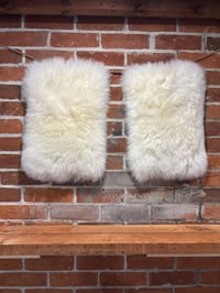 Image 3 of Sheepskin WHITE Wool Leather Shearling Pieces in Rectangle Natural Shapes