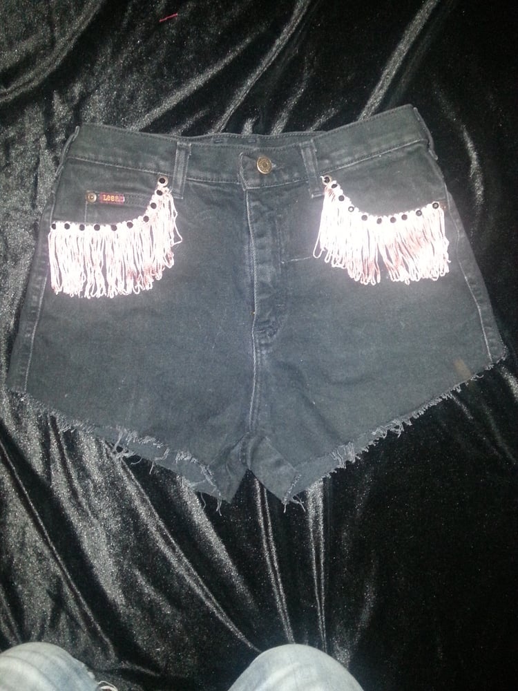 Image of Black Cowgirl Fringe Shorts