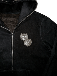 Image 2 of BLACK LEATHER CREST ZIP UP