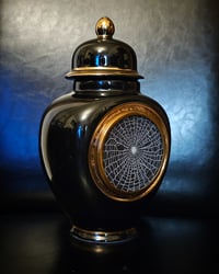 Image 3 of Black and gold Urn jar