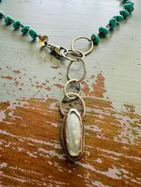 Image 2 of gorgeous turquoise nugget necklace with opal pendant