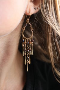 Image 4 of Tigers Eye x Brass Chandelier Earrings