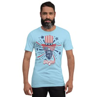Image 1 of MERICA T-SHIRT RED, WHITE, AND BLUE USA 4TH OF JULY MERMORIAL DAY COAST 2 COAST BEARDS