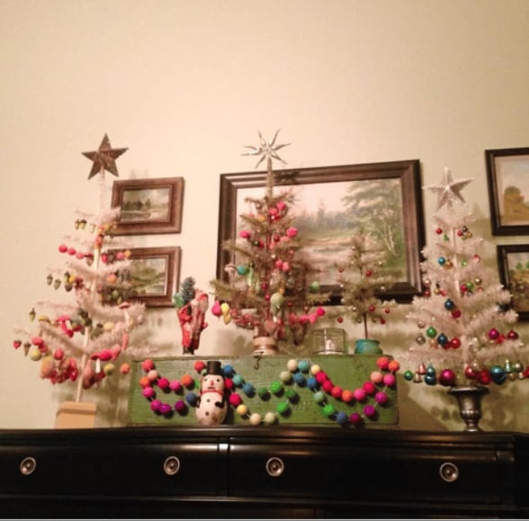 Image of Holiday Colorful Wool Garland #2 twelve feet 48 balls