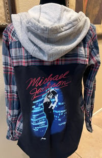 Vintage Blue/Gray/Red Hoodie Flannel Shirt Michael Jackson