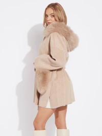 Image 3 of Beige Loro Coat With Fur Pockets