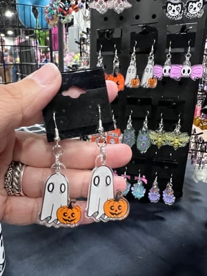 Ghost and Jack O Lantern  acrylic earrings Halloween Pumpkin