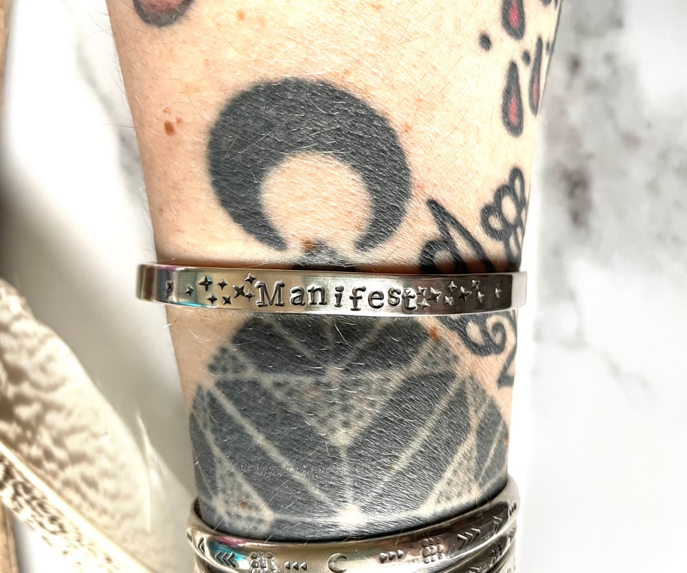 Handmade Sterling Silver Manifest Cuff Bracelet 925