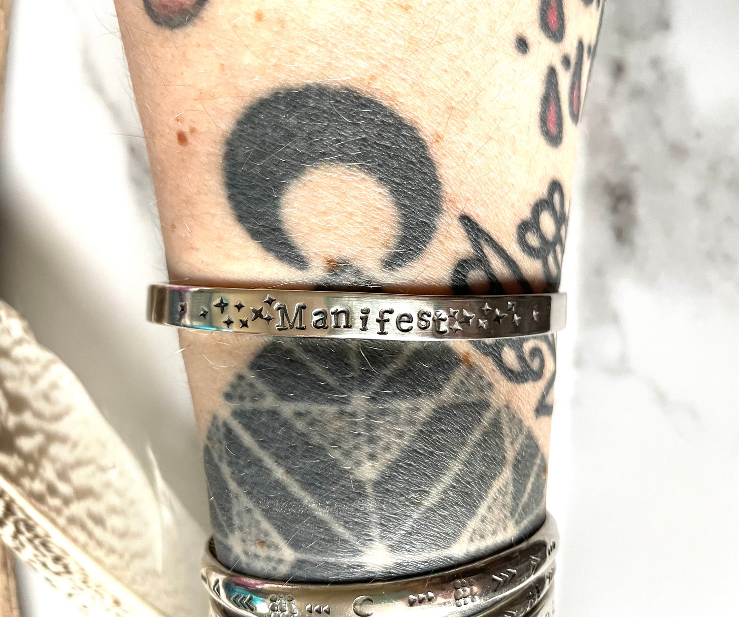Image of Handmade Sterling Silver Manifest Cuff Bracelet 925