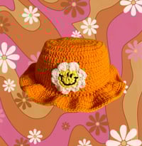 Image 1 of Smiley Daisy Crochet Bucket Hat