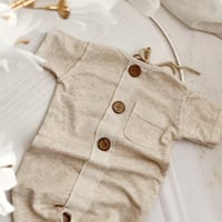 Image 2 of Photoshooting  boys sitter romper Lorenzo | sleeves | beige