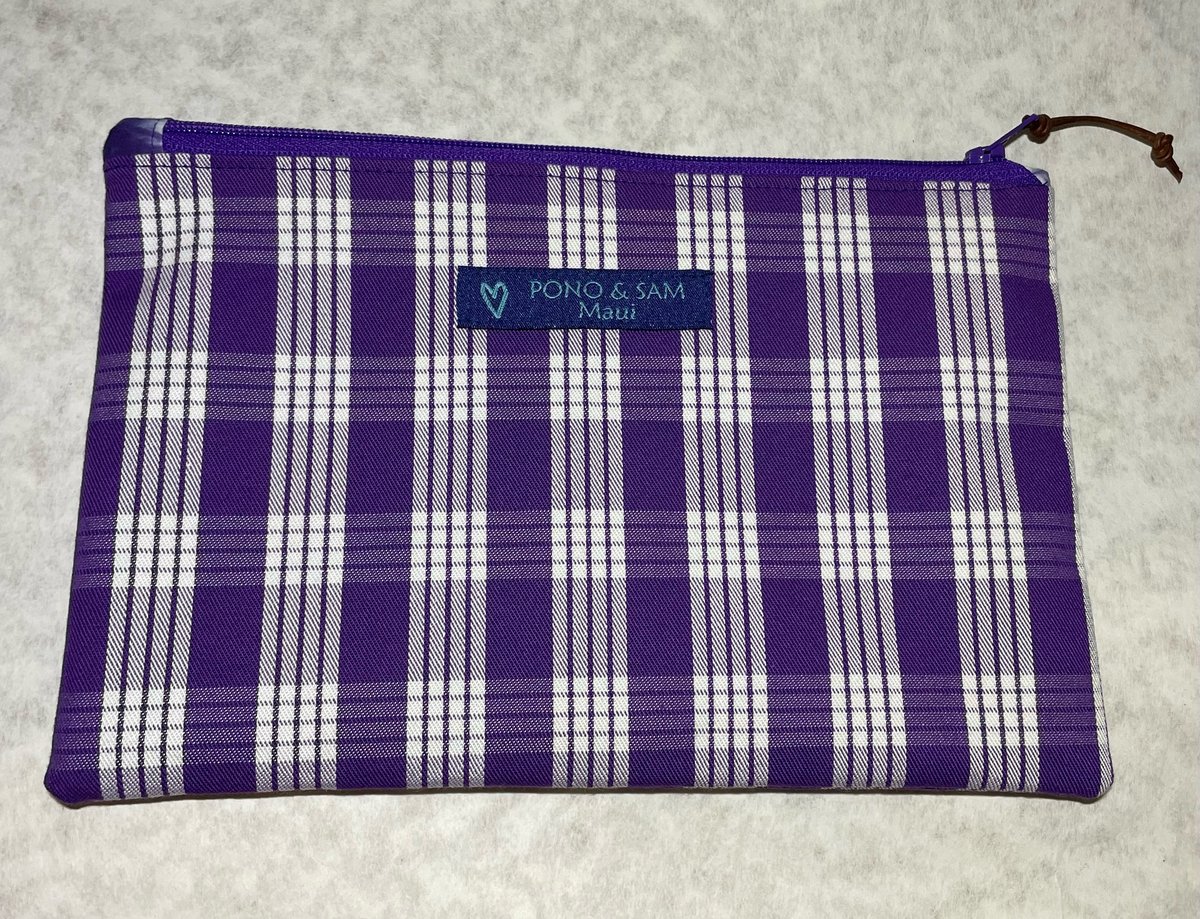 Image of Purple Palaka zipper pouch