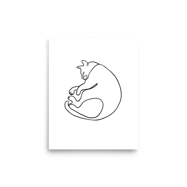 One Line Cat Nap Art Print