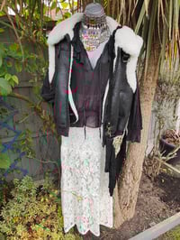 Image 7 of Yellowstone cowboy print suede fringe black