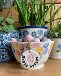 Image 4 of Ceramic Happy Easter Tag (Egg motif) and Easter Egg Tag