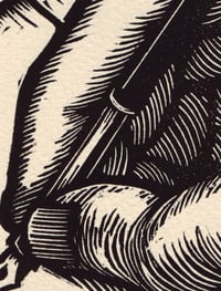 Image 3 of write.   A 7.5"x10" small block printed meditation on writing.