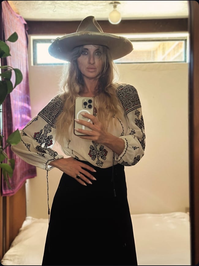 1960s bohemian gauze hand embroidered peasant blouse 