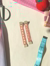 Image 1 of Tape measure earrings Creamy & red 