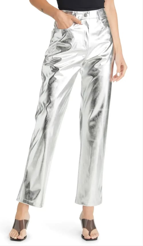 Image of Lupe Metallic Pants- Silver