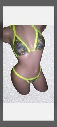Image 1 of Neon Yellow Thong Bikini (4 Prints)