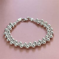 Image 3 of Charm 925 Sterling Silver Bracelets for Women Fine Braided beads Chain Fashion Wedding Party Christm