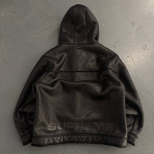 Image of 2023 Supreme Faux Shearling Hooded Jacket, size xl