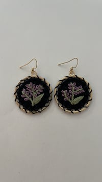 Image 5 of Embroidered Earrings 3 - Purple Floral