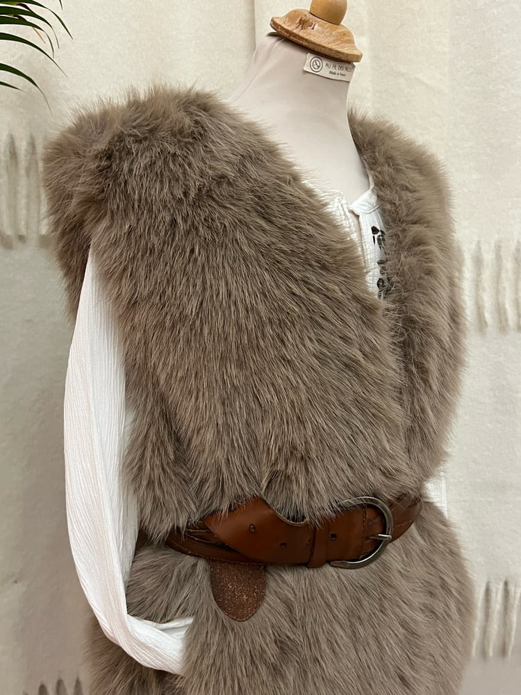 Image of Veste en fourrure synthétique poils longs Taupe T.U. 