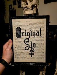 Image 1 of "Original Sin" 1800s Bible Page & Preseved Web 