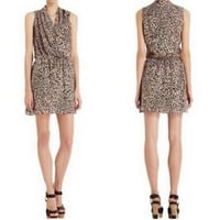 Image 1 of PARKER silk leopard print drape neck dress