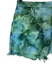 Image 3 of ♻️ UPCYCLED 12 Cut Off Shorts in Verdant Ice Dye