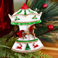 Christmas Carousel Brooch - Brown 