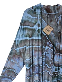 Image 5 of 3X PLUS Jersey Knit Open Cardigan in Muted Blue Stone Geode Ice Dye