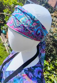 Image 5 of Boho head wrap with Wire - sari fabric Turquoise henna