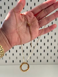 Image 3 of Gold Love Circle Pendant Necklace with Stones High Quality Stainless Steel Unisex Fashion Necklace