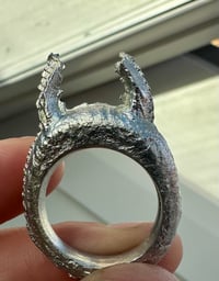 Image 4 of Pewter Devil Horn ring size O
