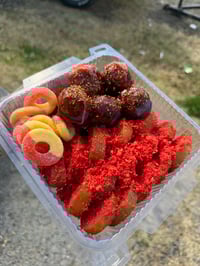 Hot Cheetos Coated Pickle + Candy Grapes