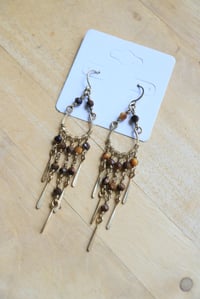 Image 5 of Tigers Eye x Brass Chandelier Earrings