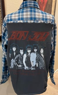 Vintage Blue/White Flannel Shirt Bon Jovi