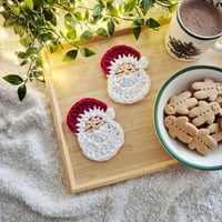 Image 1 of Santa Coasters Pink & Red x4