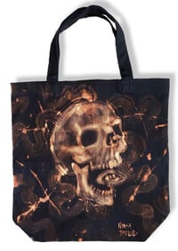 Image 1 of “WANT YOUR SKULL” BLEACH PAINTED CANVAS TOTE