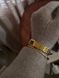 Image 3 of Vintage Pulsar By SEIKO Gold Tone Black Rectangular Dial 