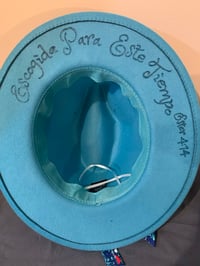 Image 5 of "Escogida Para Este Tiempo" Ocean Blue Hand-Burned Panama Hat