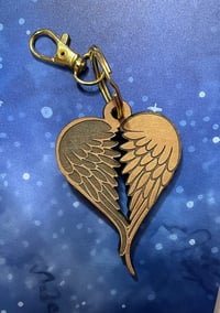 Image 1 of Wing Heart wood keychain