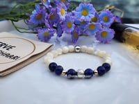 Image 4 of Lapis Lazuli  & Mother of Pearl Bracelet | Stretch Bracelet