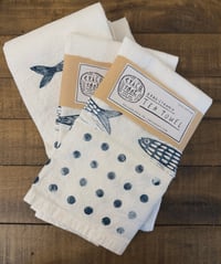 Image 4 of Fish & Dots Pattern Tea Towels (SET OF 2) - Hand Stamped